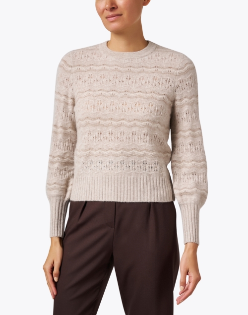 Front image - White + Warren - Beige Cashmere Stitch Sweater