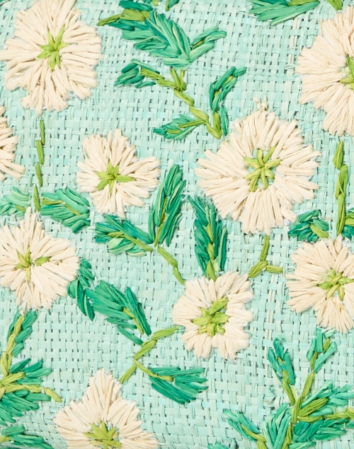 Fabric image - Kayu - Blue Floral Embroidered Raffia Clutch