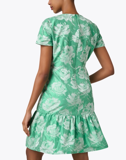 Back image - Bigio Collection - Green Floral Jacquard Dress