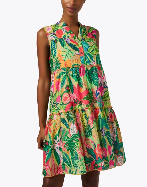 Front image - Vilagallo - Isa Tropical Multi Print Cotton Dress