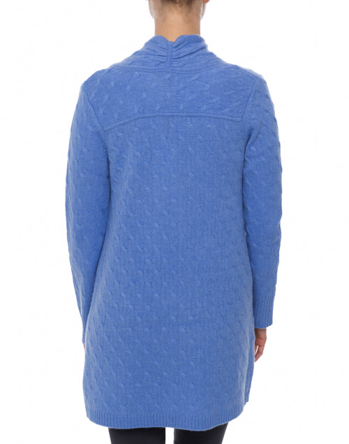 Back image - Cortland Park - Sophie French Blue Cable Knit Cashmere Cardigan
