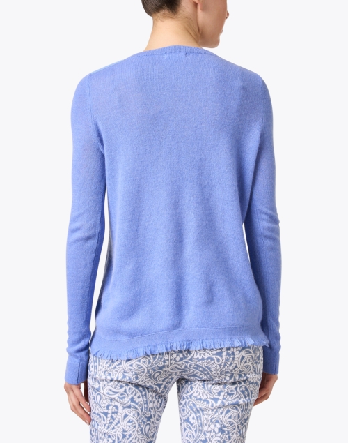 Back image - Cortland Park - Blue Cashmere Fringe Sweater