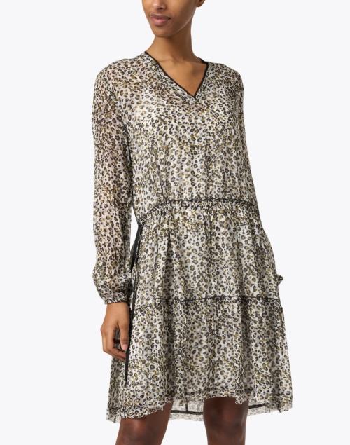 Front image - Marc Cain Sports - Grey Cheetah Print Tiered Dress