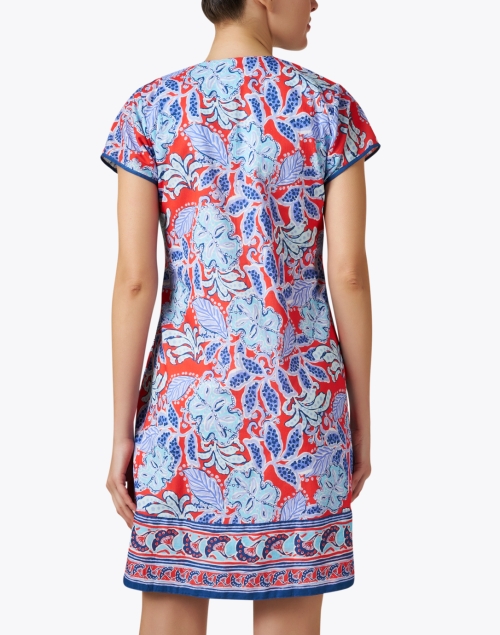 Back image - Bella Tu - Audrey Red and Blue Floral Print Cotton Dress