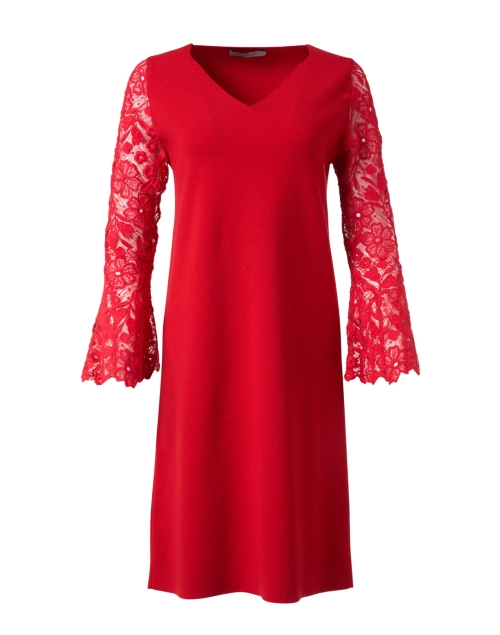 Product image - D.Exterior - Red Stretch Wool Lace Dress