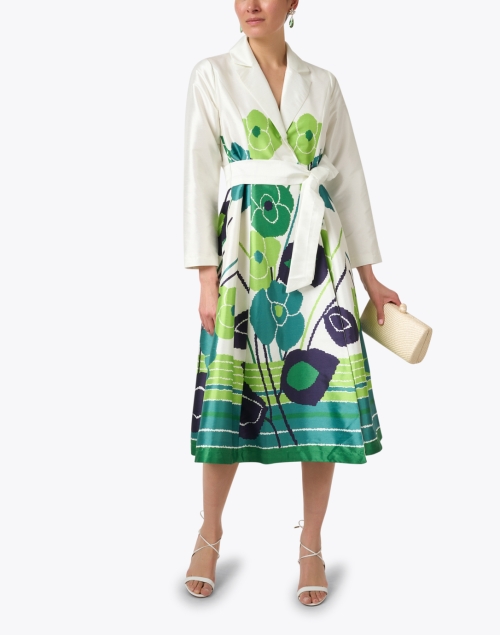 Lucille Green Multi Print Wrap Dress