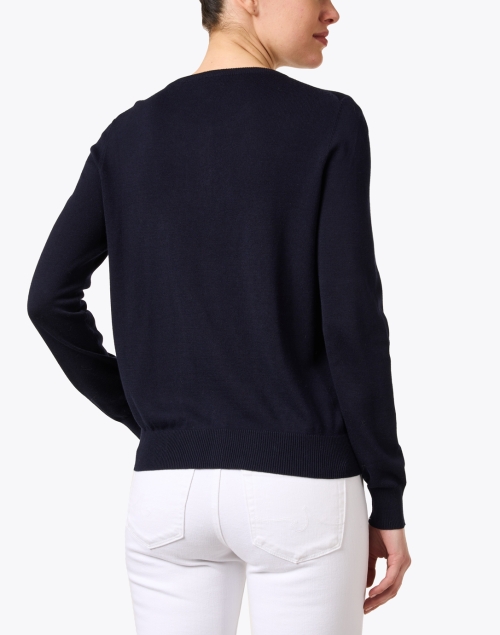 Back image - Repeat Cashmere - Navy Cotton Blend Cardigan