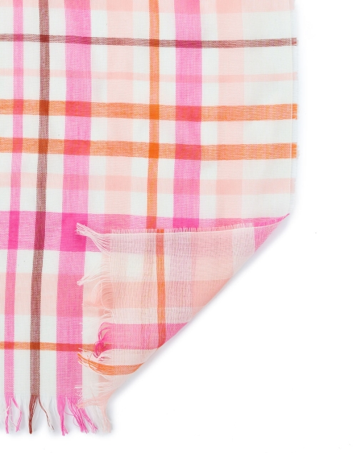 Back image - Johnstons of Elgin - Pink Plaid Wool Scarf