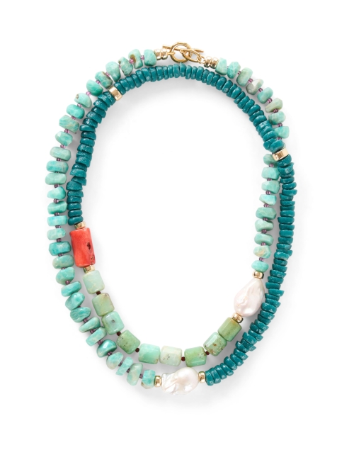 Product image - Lizzie Fortunato - Cabana Pearl and Green Stone Necklace