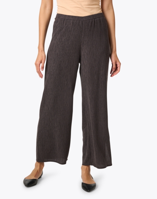 Front image - Eileen Fisher - Taupe Plisse Straight Ankle Pant