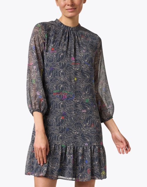 Front image - Vilagallo - Lina Black Multi Printed Dress