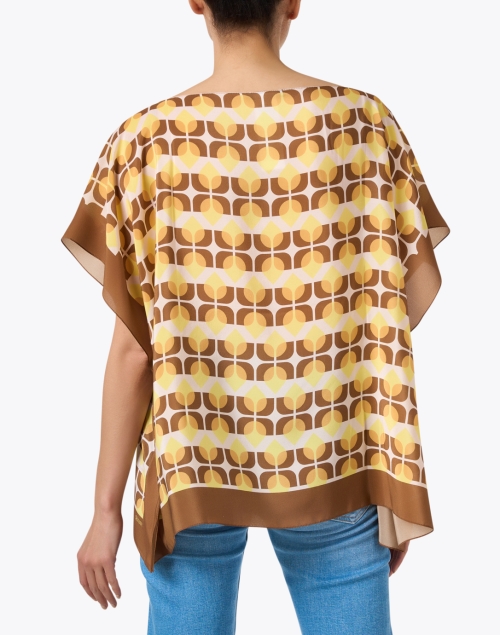 Back image - Seventy - Yellow Print Silk Poncho Top