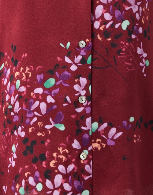 Fabric image - Vince - Burgundy Floral Print Silk Blouse
