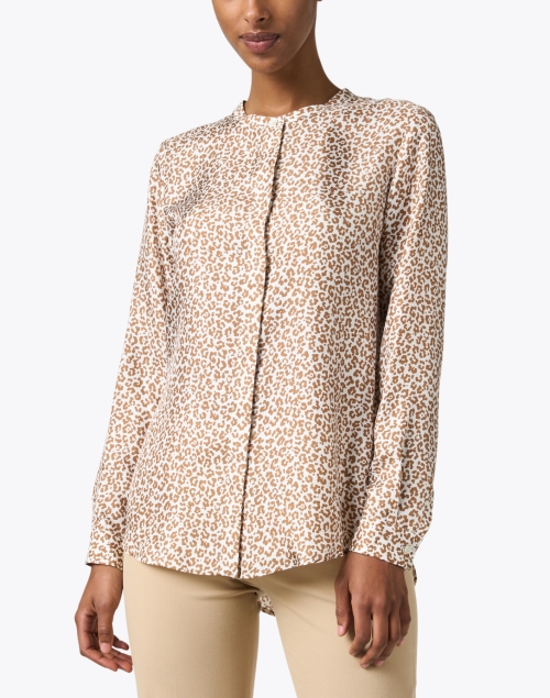 Front image - Rosso35 - Cream and Camel Leopard Print Silk Blouse