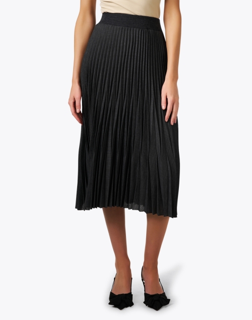 Front image - D.Exterior - Black Pleated Wool Skirt
