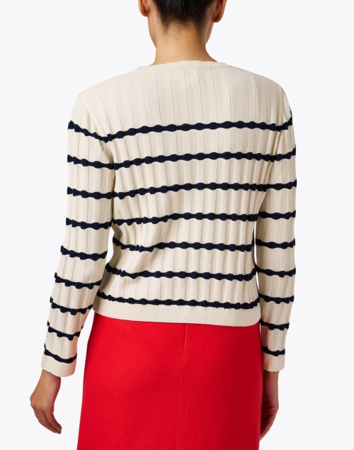 Back image - Blue - Cream Cotton Stripe Sweater