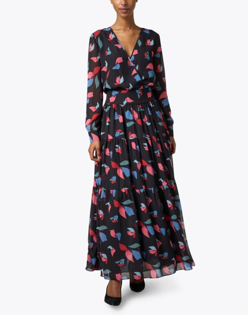 Front image - Emporio Armani - Black Multi Print Chiffon Dress