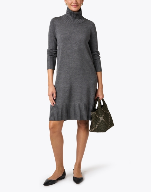 Eileen Fisher Ash Grey Wool Sweater Dress - Size 8