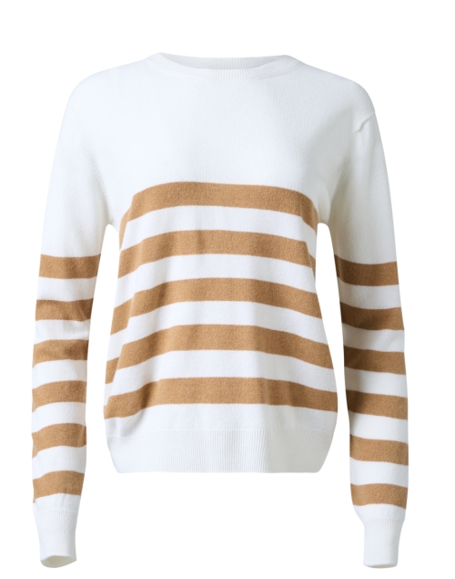 Product image - Johnstons of Elgin - Luna White and Camel Striped Cashmere Sweater