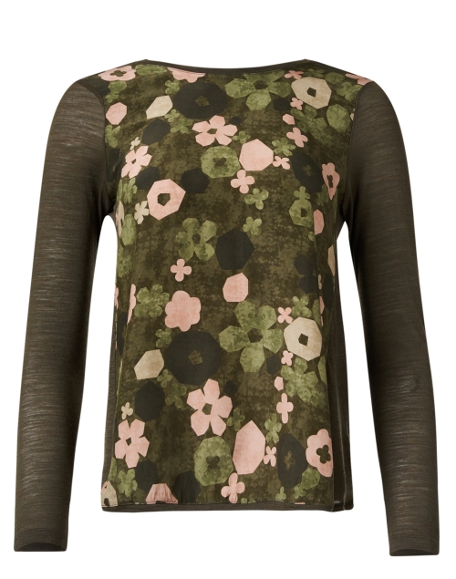 Product image - WHY CI - Green Floral Print Panel Top
