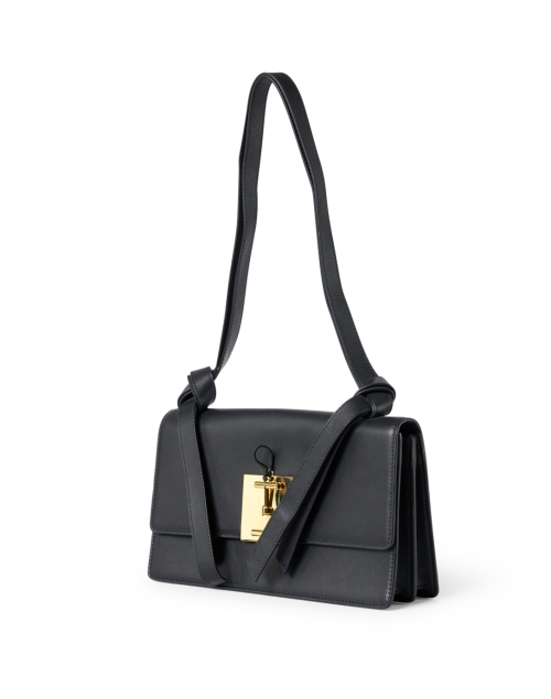 Front image - Ines de la Fressange - Beatrice Black Leather Buckle Handbag