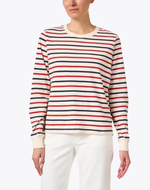 Front image - Xirena - Easton Navy and Red Striped Top