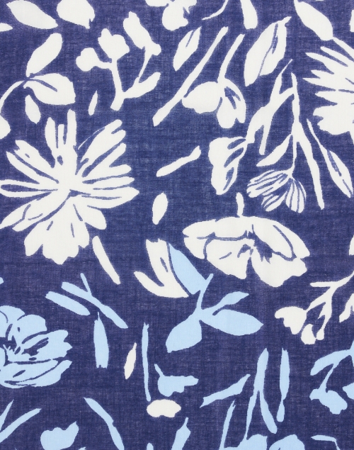 Fabric image - Kinross - Navy Multi Print Silk Cashmere Scarf