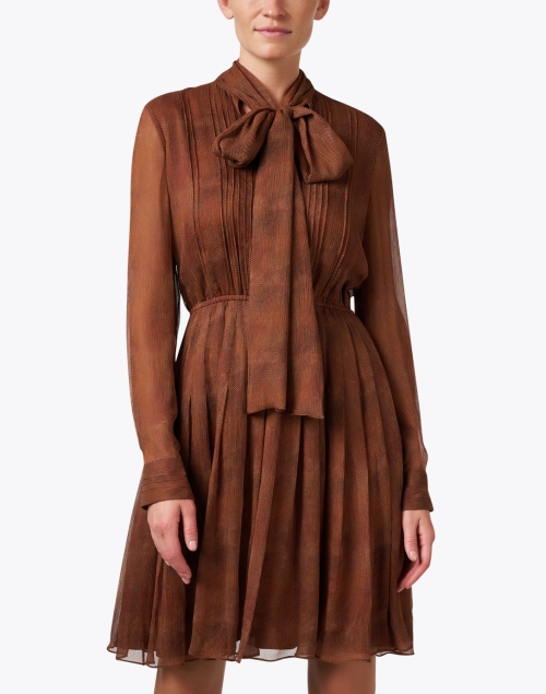 Front image - Lafayette 148 New York - Copper Brown Silk Dress
