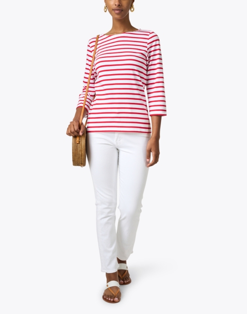 Look image - Saint James - Galathee White and Red Striped Shirt