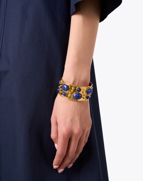 Byzantine Lapis Stone Cuff Bracelet