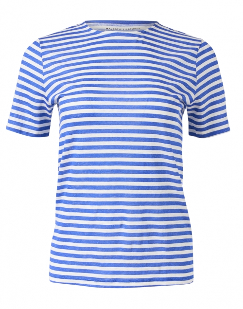 Product image - Majestic Filatures - Blue and White Stripe Stretch Linen Top