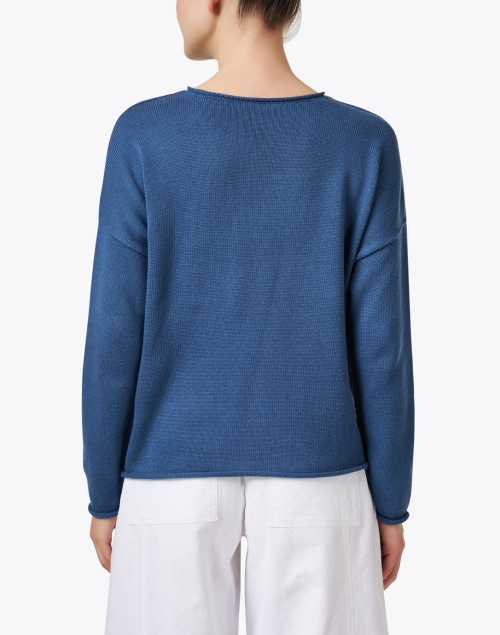 Back image - Eileen Fisher - Blue Rolled Hem Sweater