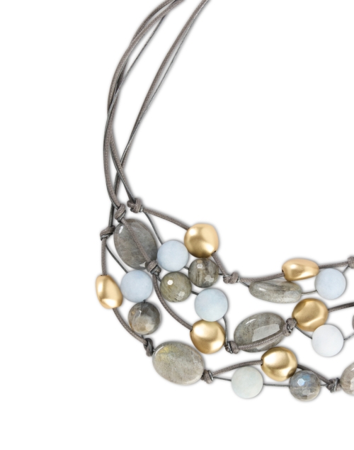 Front image - Deborah Grivas - Labradorite Aquamarine and Gold Beaded Necklace