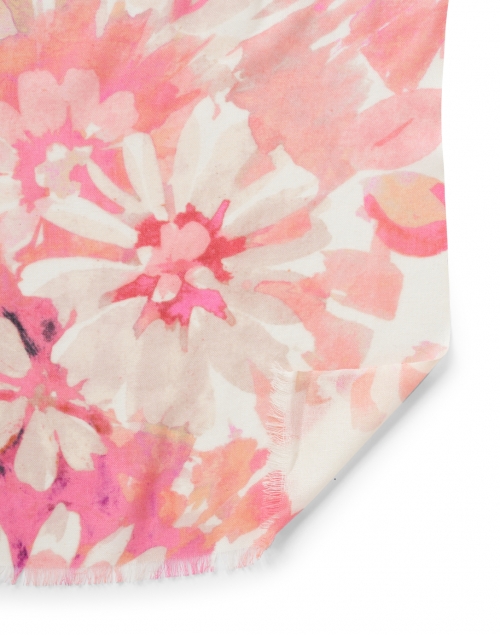 Kinross - Flamingo Pink Floral Print Silk Cashmere Scarf