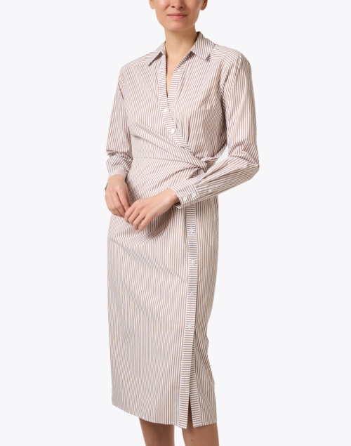 Front image - Veronica Beard - Wright Striped Cotton Shirt Dress
