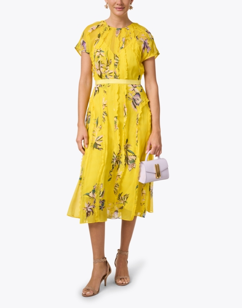 Yellow Print Silk Chiffon Dress