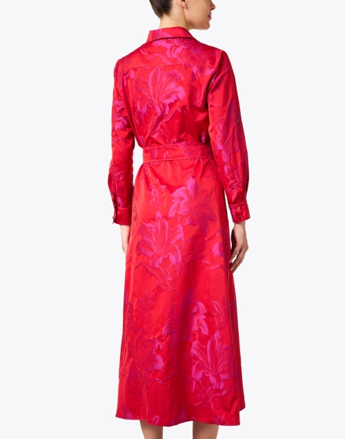 Back image - Finley - Laine Red Jacquard Print Shirt Dress