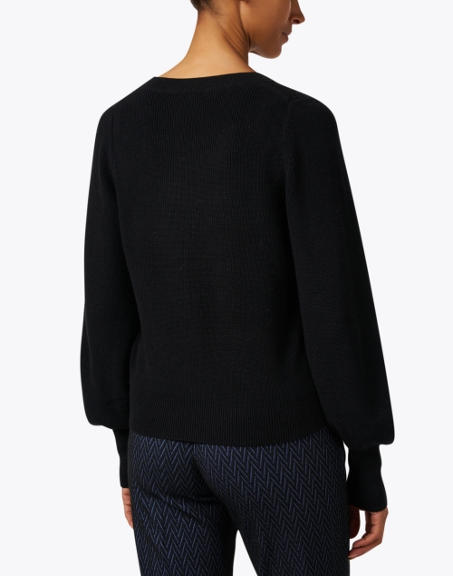 Back image - White + Warren - Black Cotton Silk Sweater