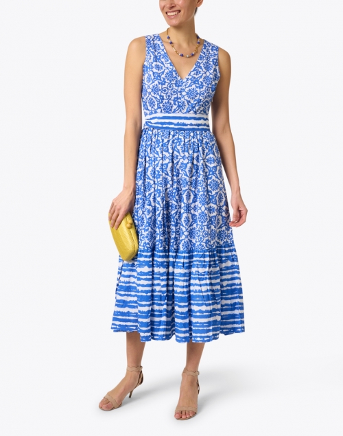 Mariana Blue and White Floral Cotton Dress