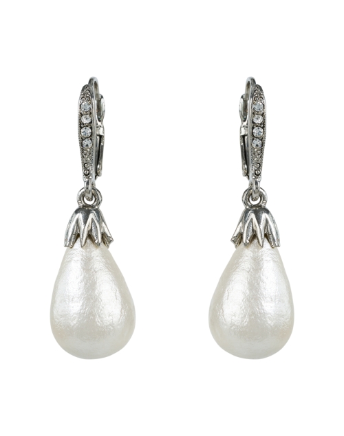 Product image - Oscar de la Renta - Silver Pave Pearl Drop Earrings