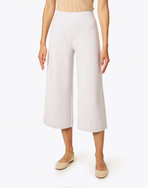 Front image - TSE Cashmere - Soft Grey Milano Wool Knit Culotte Pant
