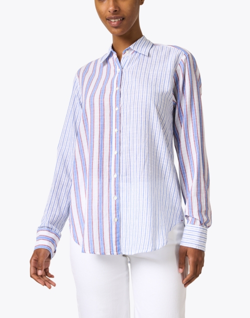 Front image - Xirena - Beau Blue Stripe Shirt