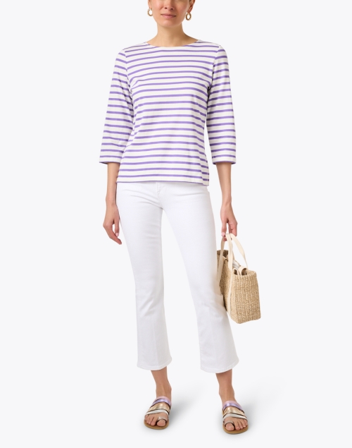 Galathee White and Lavender Striped Shirt