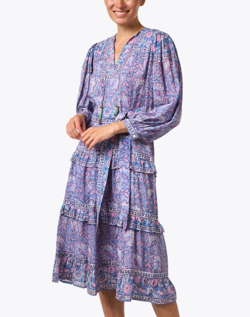 Front image - Bell - Isla Purple Floral Cotton Silk Dress