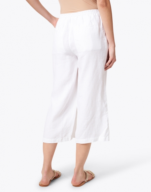 120% Lino - White Drawstring Cropped Linen Pant