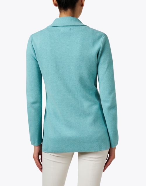 Back image - Burgess - Milan Teal Blue Cotton Cashmere Coat