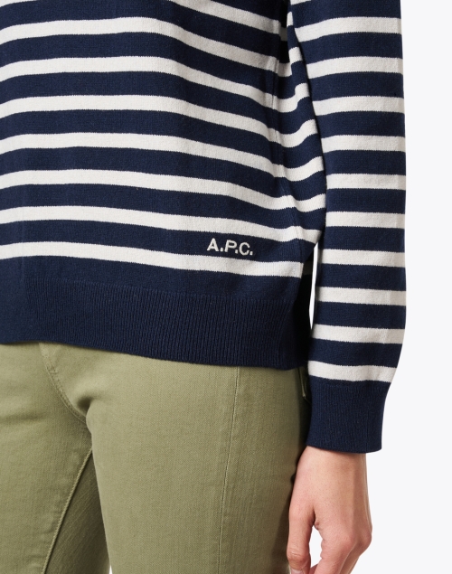 Extra_1 image - A.P.C. - Phoebe Navy Striped Cashmere Sweater