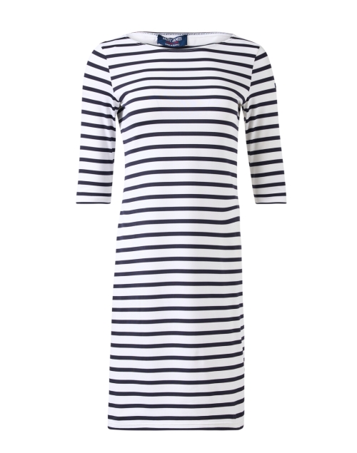 Saint James Propriano White and Navy Striped Dress