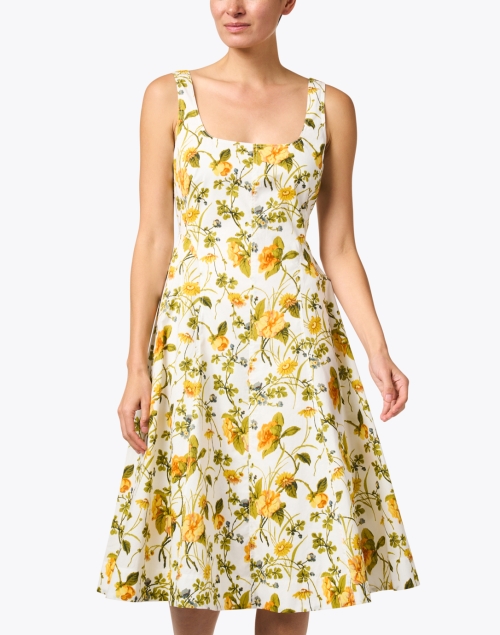 Front image - L.K. Bennett - Ursula Yellow Floral Cotton Dress