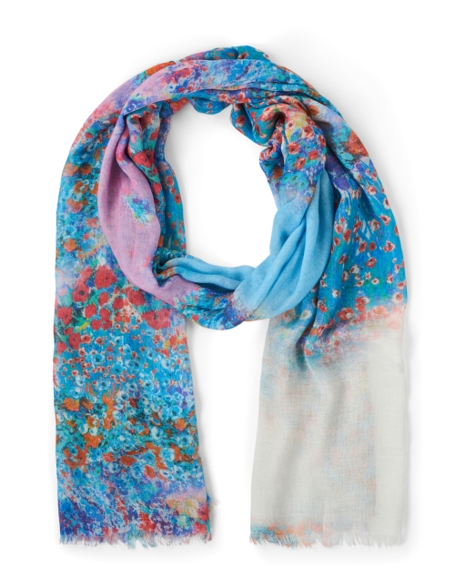 Product image - Pashma - Blue Multi Print Cashmere Silk Scarf